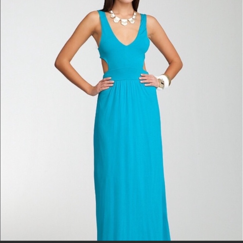 Bebe teal sleeveless cutout maxi dress S